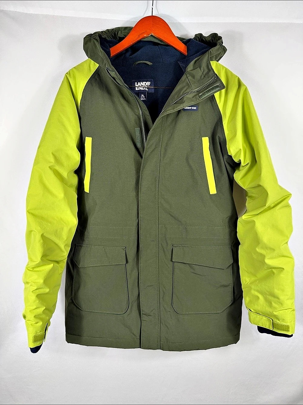 Lands' End Squall Jacket in Green & Yellow XL Like New